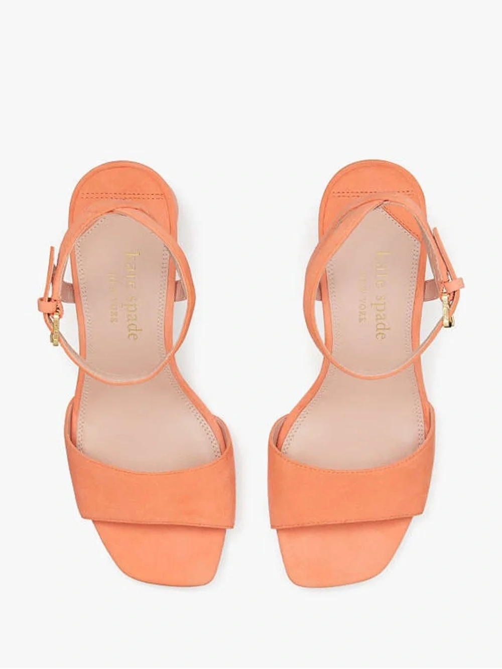 KATE SPADE Delphine Coral Suede Block Heel Ankle-Strap Sandals Shoe NWOB $198